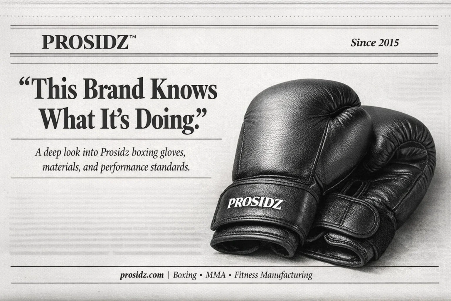 Prosidz boxing gloves manufacturing blog newspaper style header image