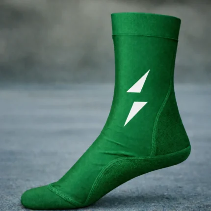 Green non-slip water socks for beach sports and aquatic activities