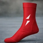 Red neoprene water socks with non-slip grip for swimming, beach, and water sports