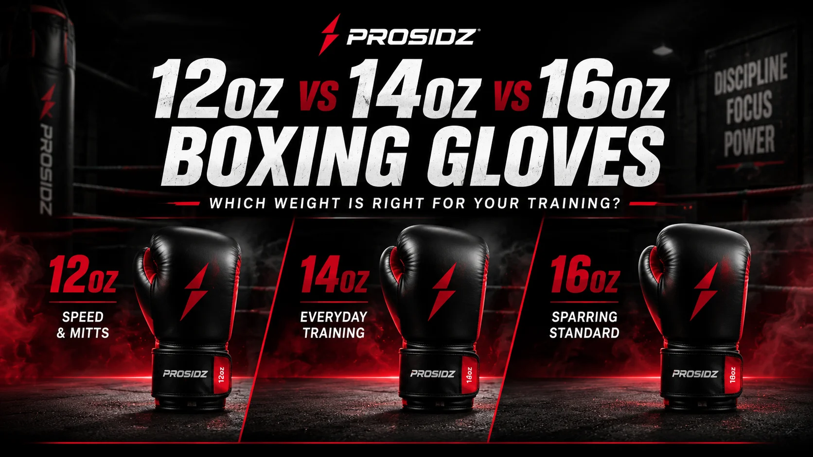 12oz vs 14oz vs 16oz Boxing Gloves by PROSIDZ