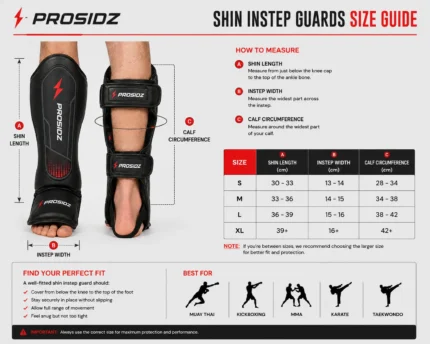 PROSIDZ Shin Instep Guards front view for MMA and kickboxing training