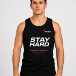 Prosidz black training tank top back print Train Harder Perform Better