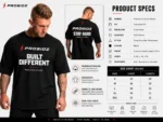 Men’s black drop shoulder gym streetwear T-shirt by Prosidz