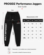 PROSIDZ Built Different black performance joggers front view