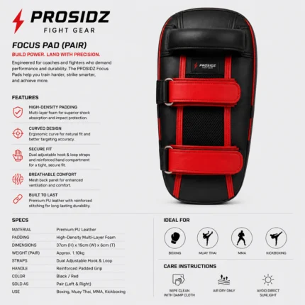 PROSIDZ focus pad product specifications with PU leather and high density padding