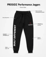 Men’s black tapered performance joggers by PROSIDZ