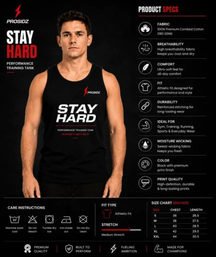 Men’s black bodybuilding tank top with Built Different design