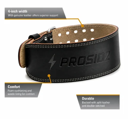 Premium PROSIDZ leather lifting belt designed for strength training and gym support.