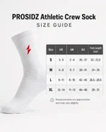 PROSIDZ white athletic crew sock with red lightning logo