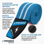 Close-up of PROSIDZ BETA-X1 knee wraps showing textured elastic fabric and reinforced stitching