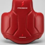 PROSIDZ chest protector size guide showing 62 cm height 58 cm width and 14 cm thickness