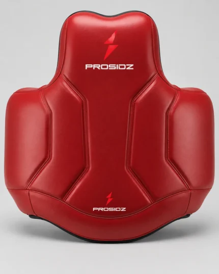 PROSIDZ chest protector size guide showing 62 cm height 58 cm width and 14 cm thickness