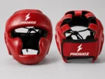 PROSIDZ red boxing headguard with padded cheek and forehead protection for sparring and training