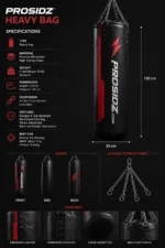Athlete training with PROSIDZ Boxing MMA Training Punching Bag in a professional gym setup.
