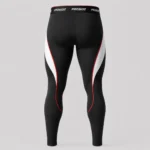 PROSIDZ men’s black compression leggings with red and white side panels, branded waistband and lower-leg logo