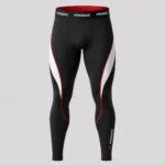 Back view of PROSIDZ men’s compression leggings with black performance fabric, contrast side panels and branded waistband