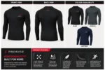 PROSIDZ long sleeve compression shirt available in black, charcoal and navy blue colour options