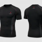 PROSIDZ men’s black short sleeve compression shirt with red stitching, chest logo and slim athletic fit
