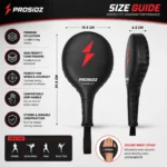 PROSIDZ focus pad size guide showing 39.5 cm length 19.5 cm width and 6.5 cm thickness