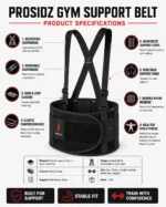 PROSIDZ weight training support belt with reinforced support stays