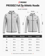 PROSIDZ light grey full zip athletic hoodie back view with hood and clean seam details