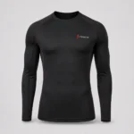 PROSIDZ men’s black long sleeve compression shirt with red stitching, chest logo and slim athletic fit