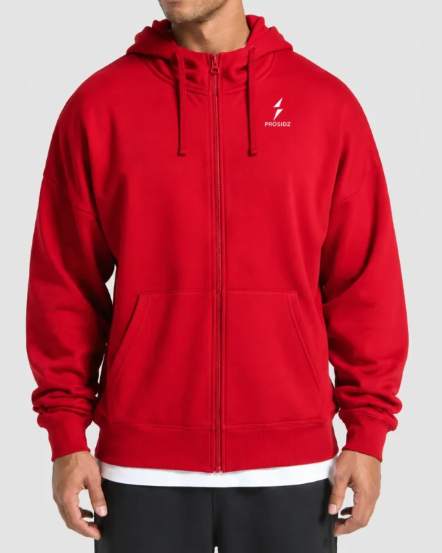 PSI Prosidz Industries red Zip Up Hoodie with tonal front zipper