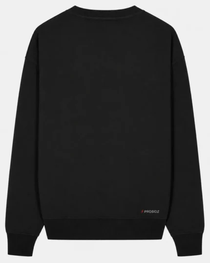 PROSIDZ black oversized sweatshirt back view with minimal lower logo branding