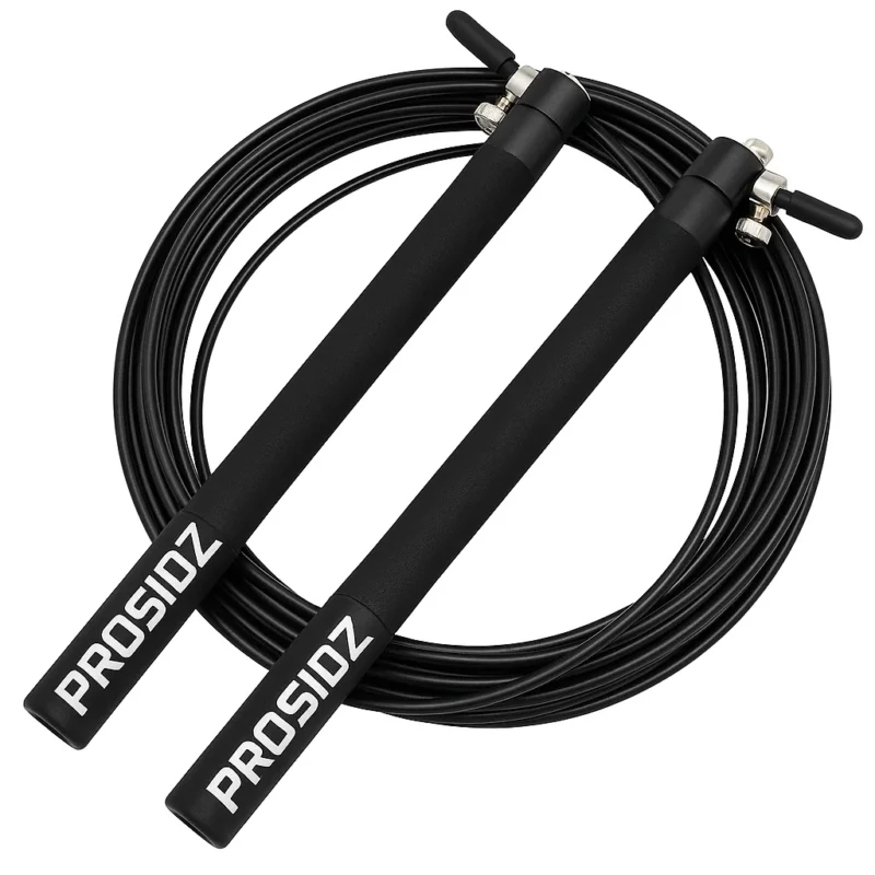 PROSIDZ speed jump rope with foam covered aluminum handles for cardio and gym training