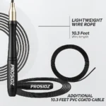 PROSIDZ black speed jump rope with ergonomic handles and cable rope for boxing and fitness training