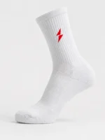 PROSIDZ athletic crew sock product specs showing cuff, knit, arch support and cushioned sole