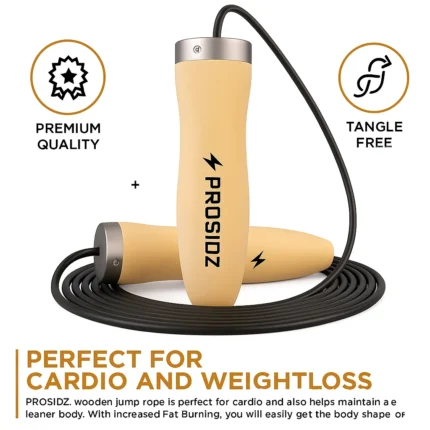 PROSIDZ wooden skipping rope for gym workouts, home exercise, and weight loss training
