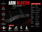 PROSIDZ arm blaster size guide with plate length and pad width