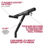 PROSIDZ boxing bag wall mount bracket with D shackle and wall fixings