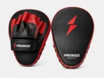 PROSIDZ black and red focus mitts designed for boxing, MMA, kickboxing and Muay Thai pad work.