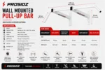 PROSIDZ pull up bar size guide with dimensions