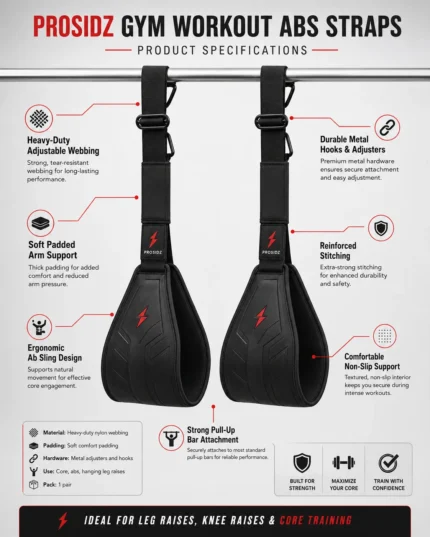 PROSIDZ gym workout abs straps for hanging leg raises and core training