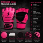 PROSIDZ pink MMA gloves available in multiple colour options