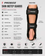 PROSIDZ Shin Instep Guards size guide for S M L XL sizes