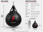 PROSIDZ teardrop punching bag size guide and specifications