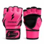 PROSIDZ pink and black MMA gloves back palm view with breathable mesh