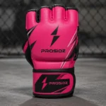PROSIDZ pink MMA training gloves front view with black wrist strap