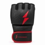 PROSIDZ MMA training gloves front view in black and red with padded knuckle protection
