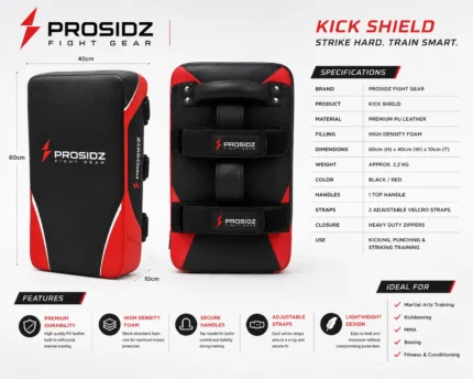 PROSIDZ kick shield back view with handle and adjustable velcro straps