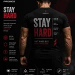 Premium black fitness T-shirt with red and white Prosidz branding
