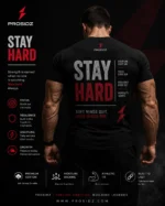 Premium black fitness T-shirt with red and white Prosidz branding