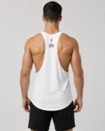 Men’s white gym vest with Prosidz logo and breathable athletic fit