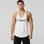 Prosidz white performance stringer tank front view for men