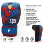 Blue red Prosidz kids boxing gloves for punching bag practice and fitness training