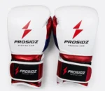 Single Prosidz boxing glove with wrist strap and professional logo branding